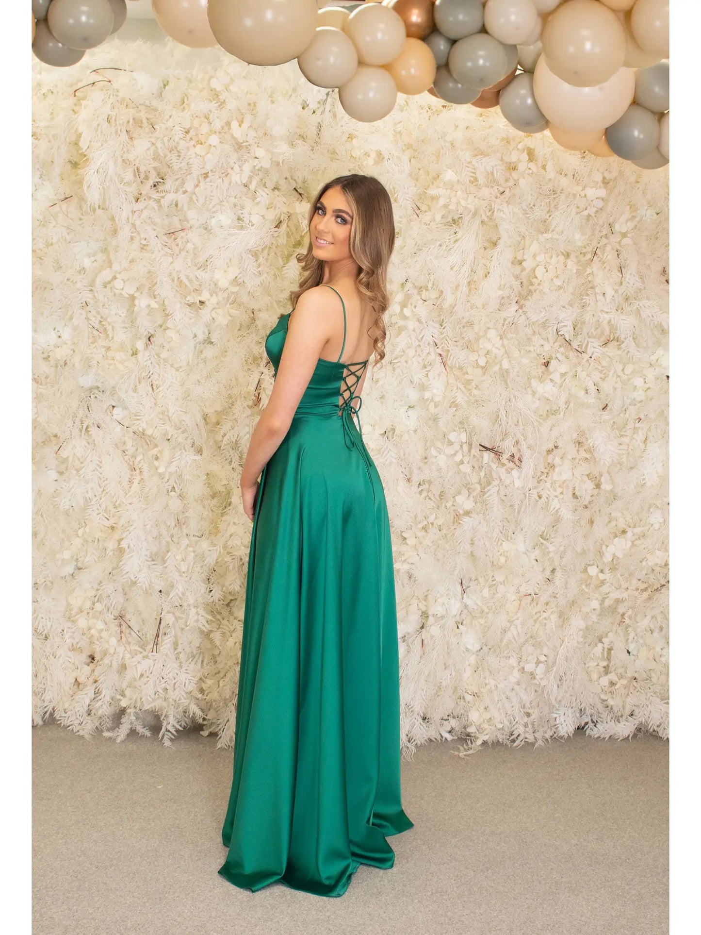 Green Satin Soft A-line Dress