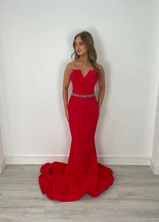 Red fitted Prom Dress 