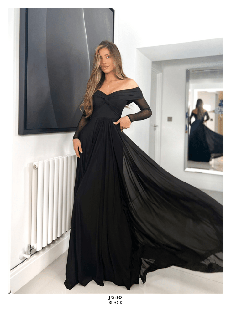 Black Long sleeve evening gown