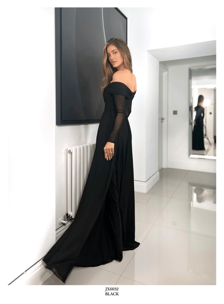 Black long sleeve Evening gown