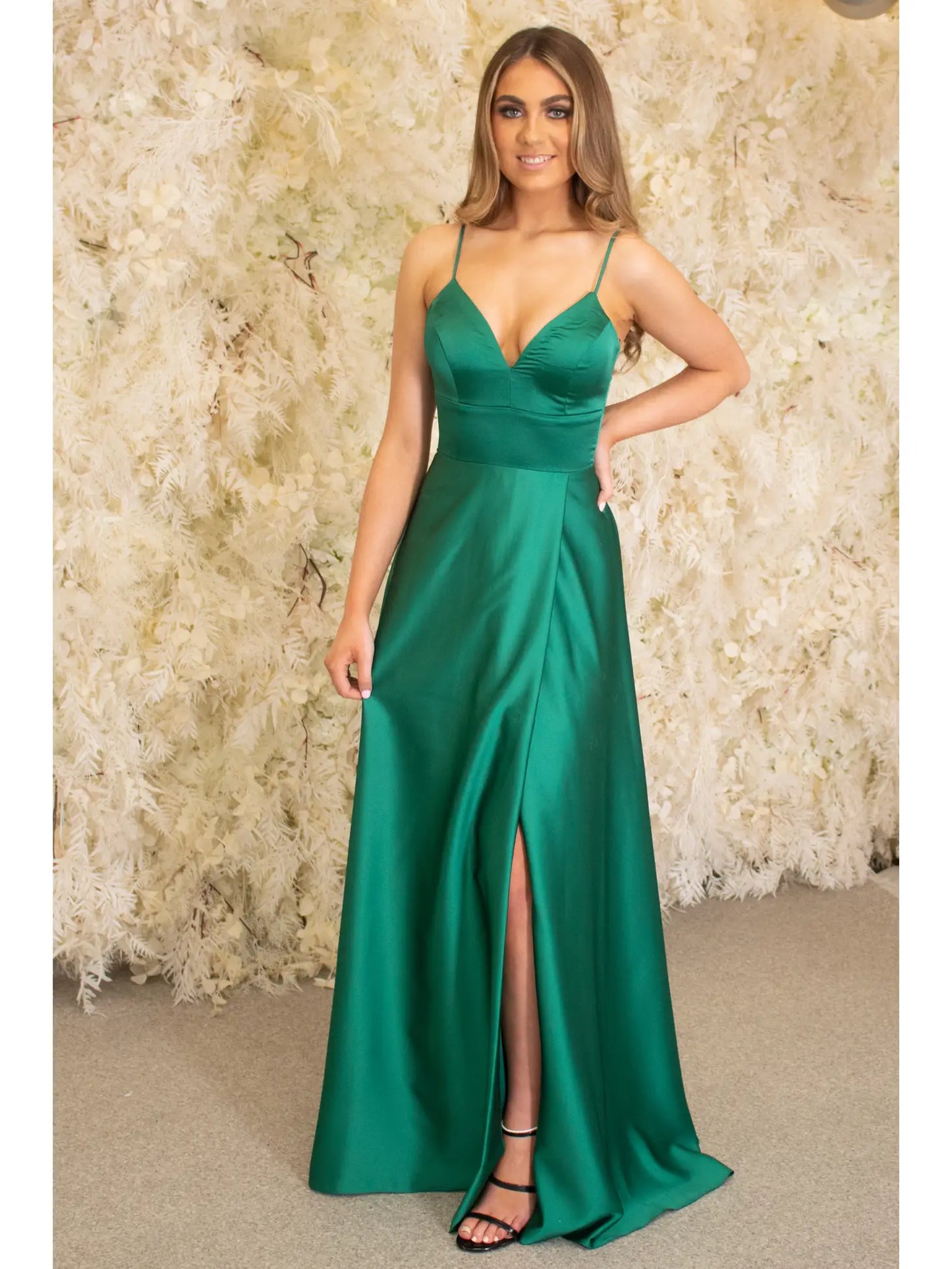 Green Satin Soft A-line Dress