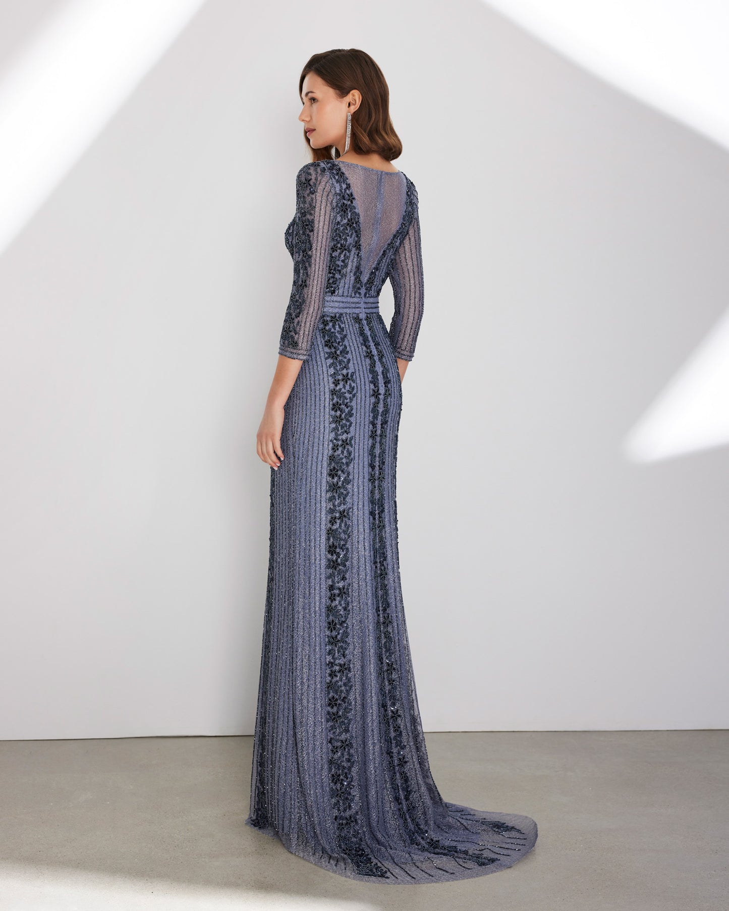 Blue Beaded Mother of the Bride Dress