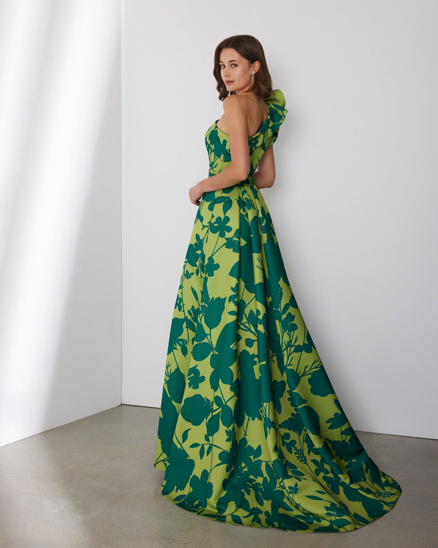 Green Printed Wedding Guest Dress