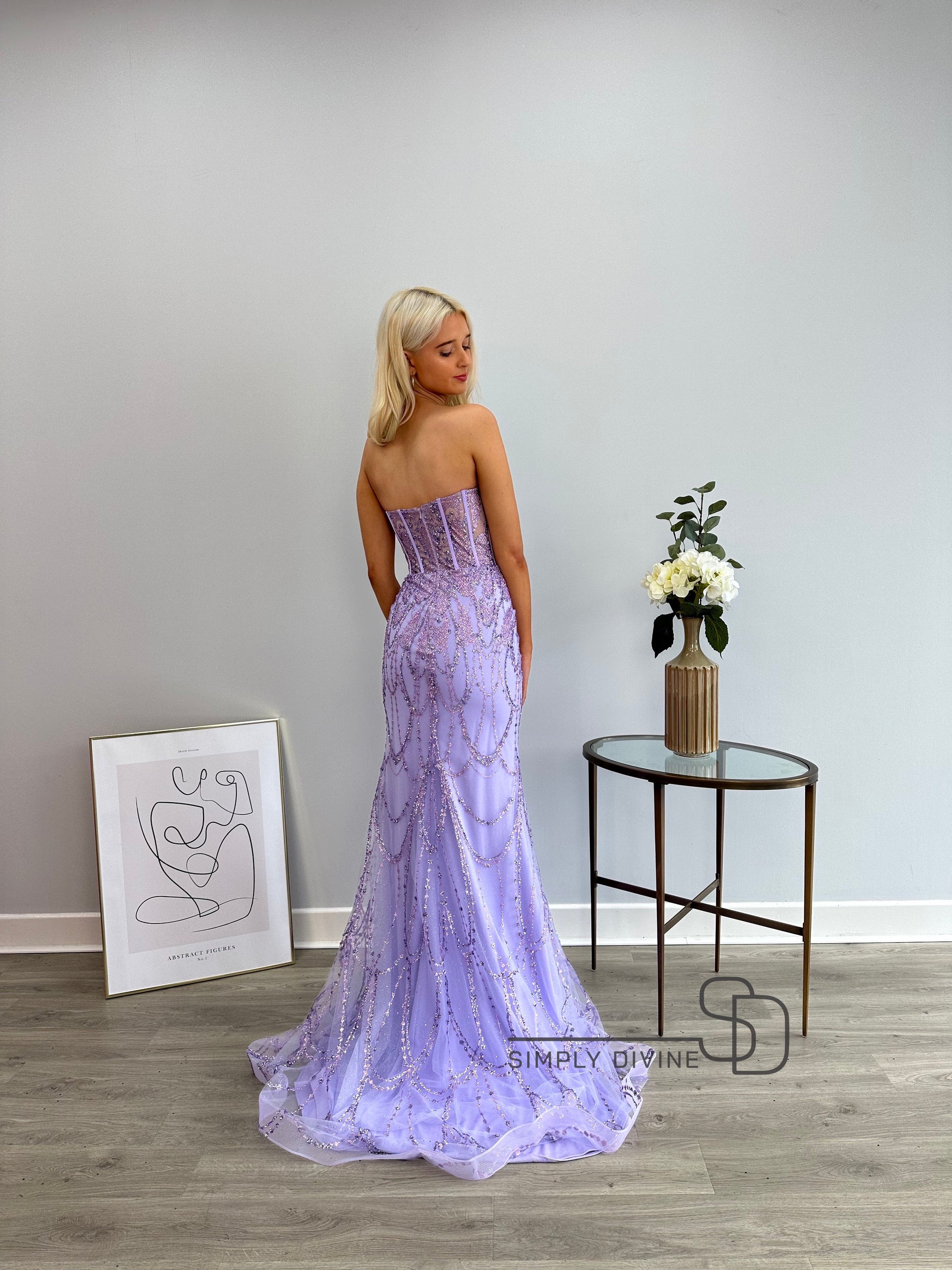 Lilac Strapless Corset Dress