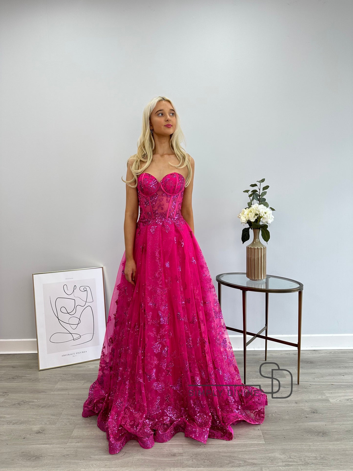 Pink Strapless A-line Dress