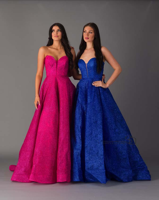 Pink & Blue Strapless Ballgown