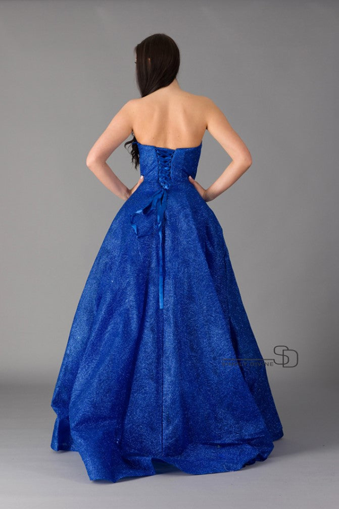 Blue Strapless Ballgown