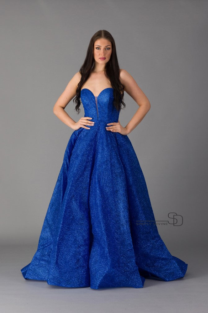 Blue Strapless Ballgown