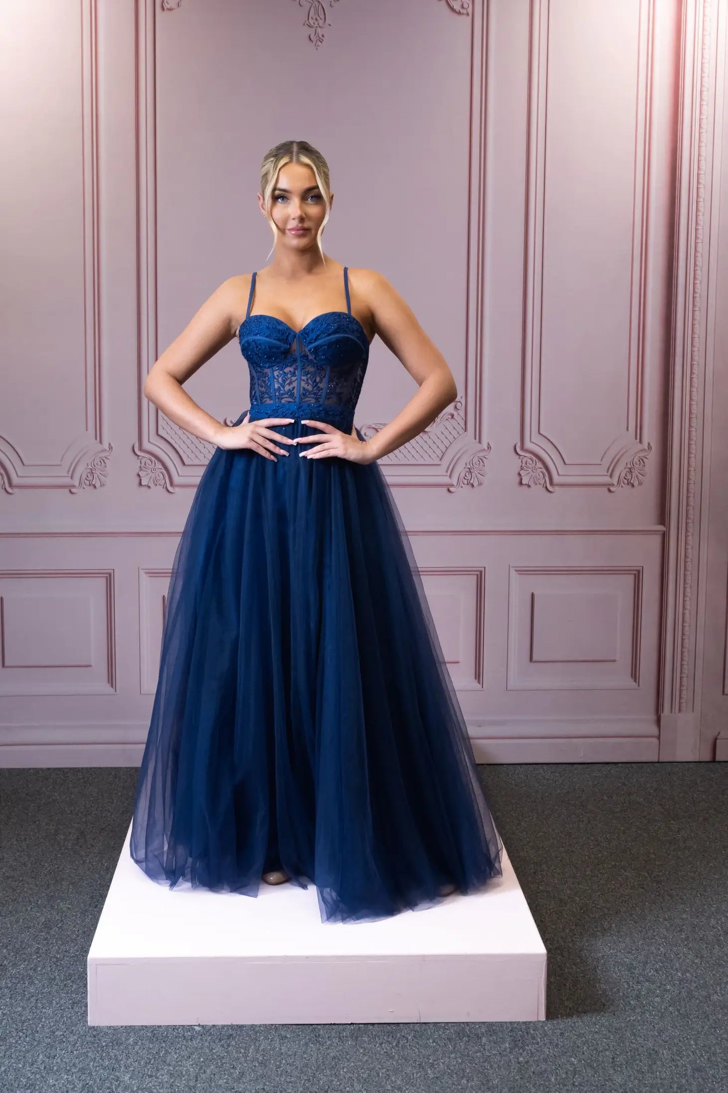 Navy Tulle Prom Dress