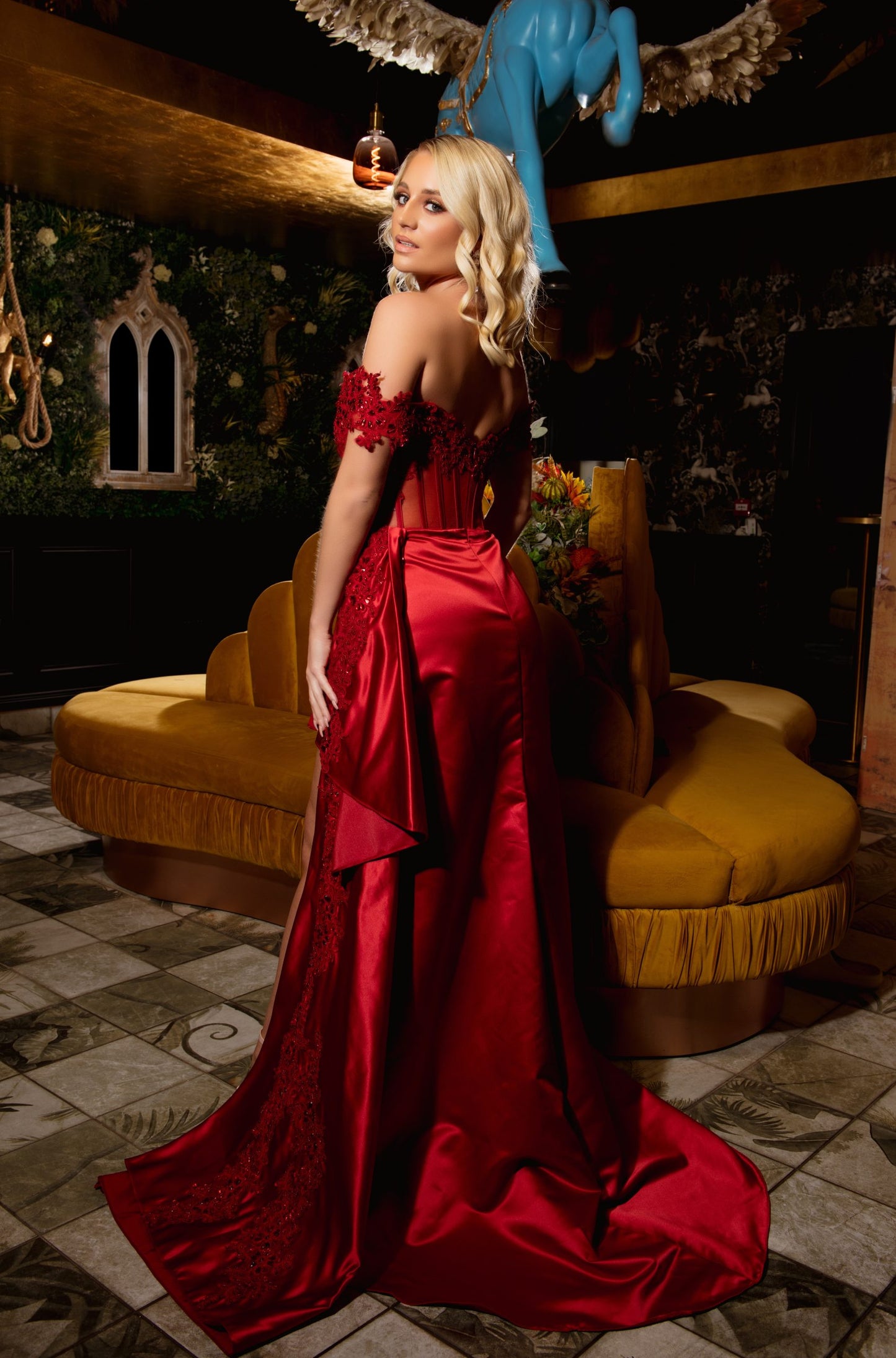 Red Corest Satin Dress