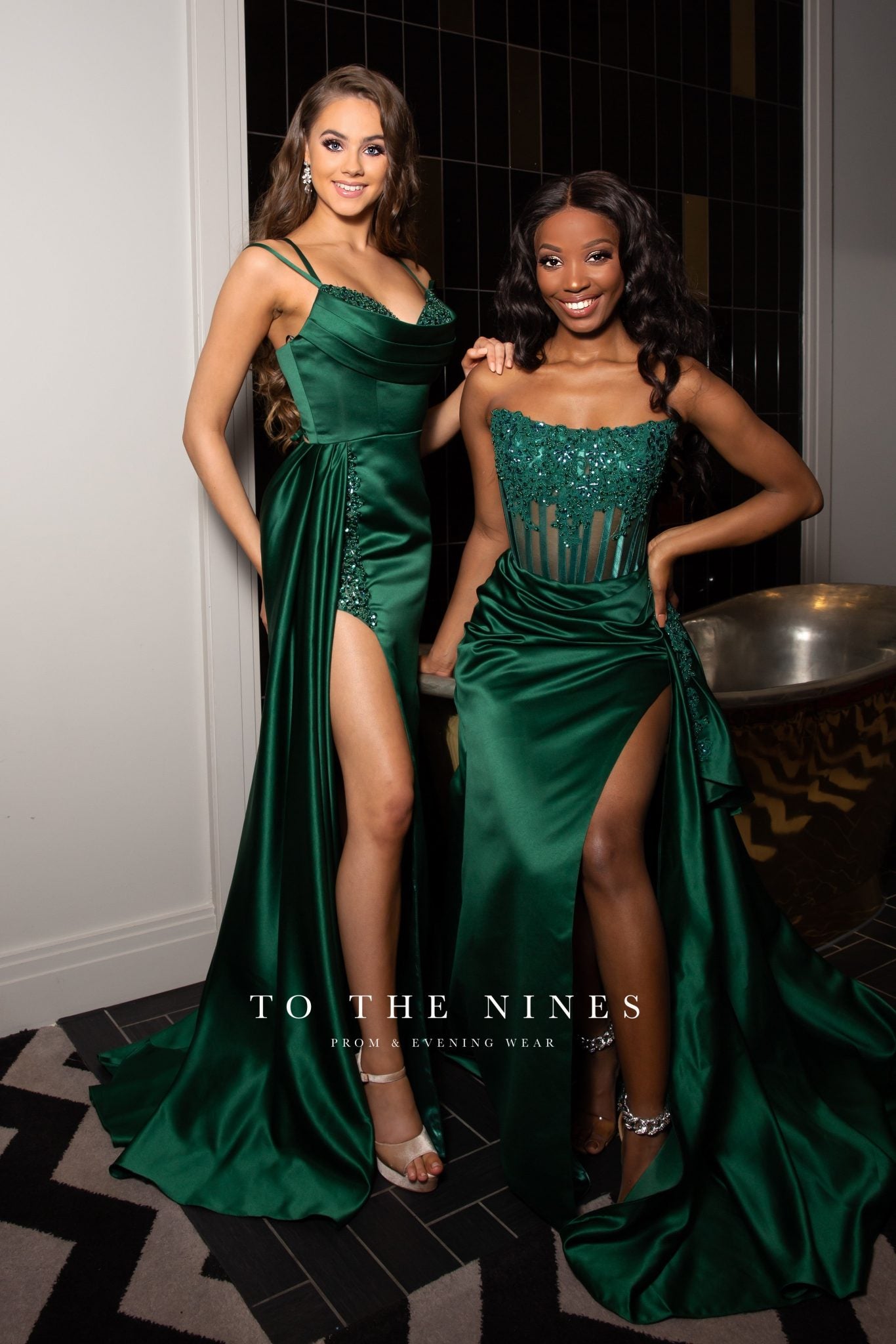 Green Satin Evening Dress