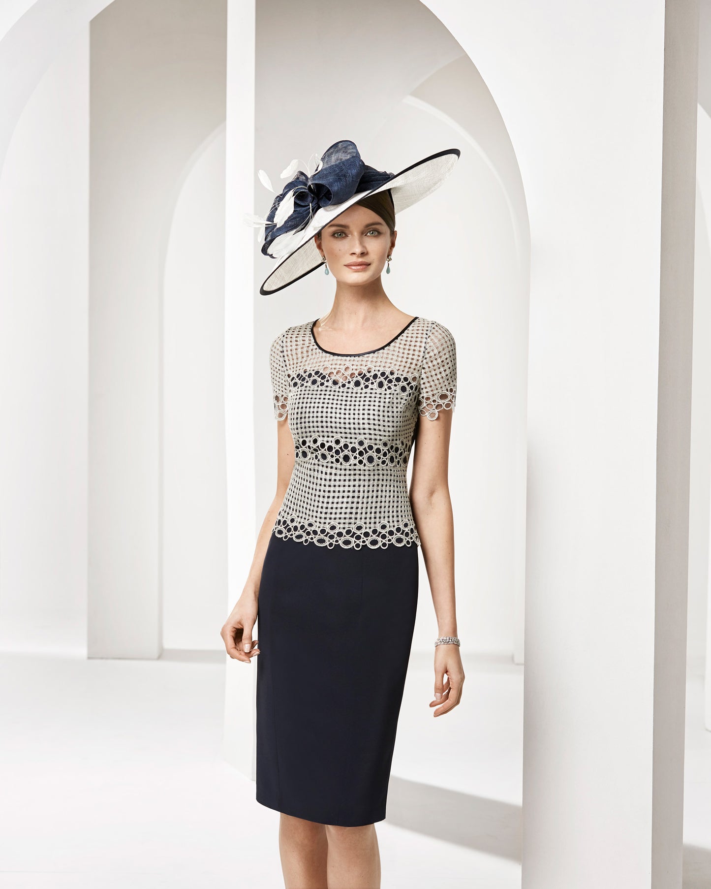 Navy dress and jacket mother of the bride outfit