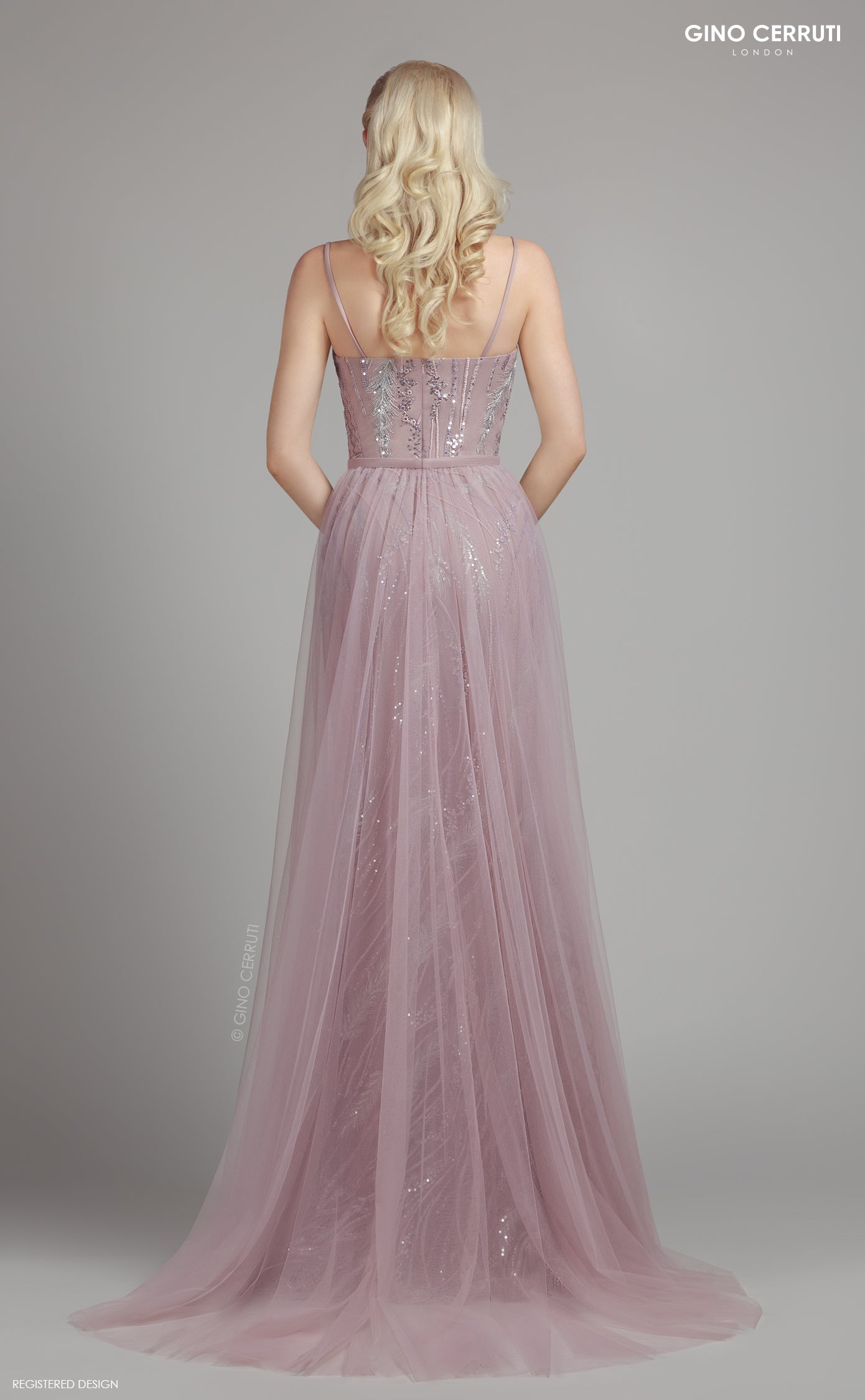 Pink prom dress with detachable skirt