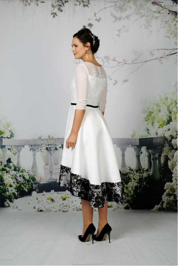 White and black High/low dress