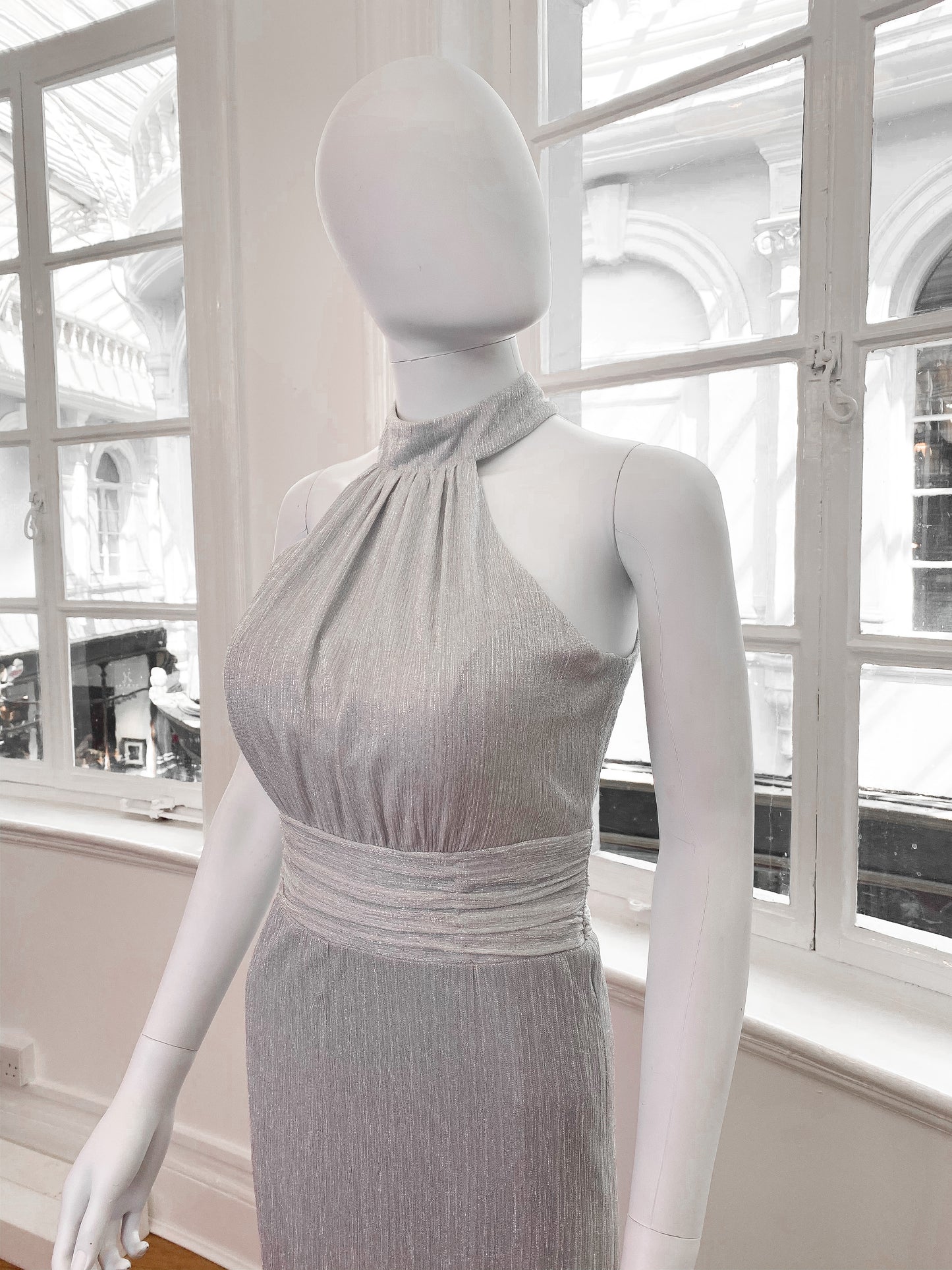Grey High Neck Prom Dresses