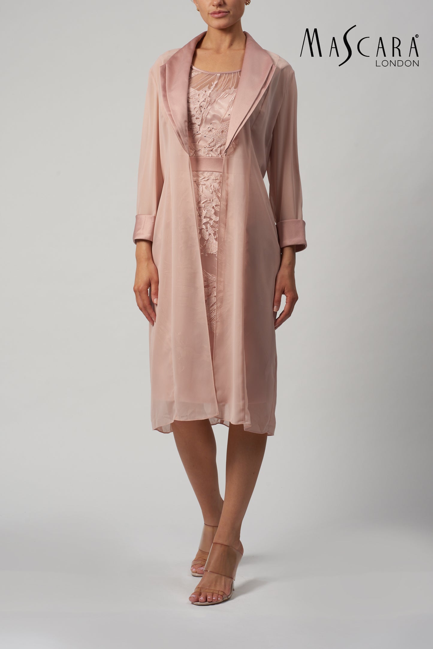 Pink mother of the bride dress and jacket