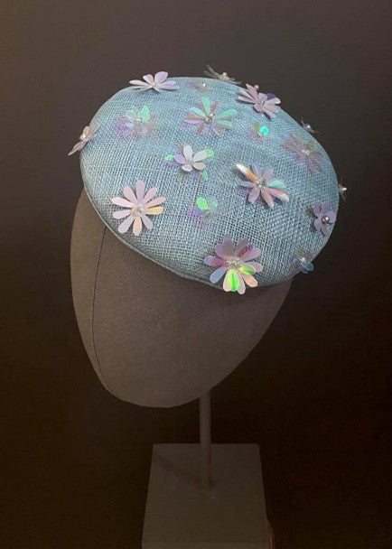blue designer hat