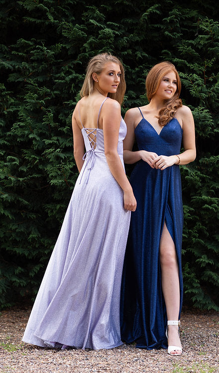 Navy & Lilac Soft A-line Glitter Dress