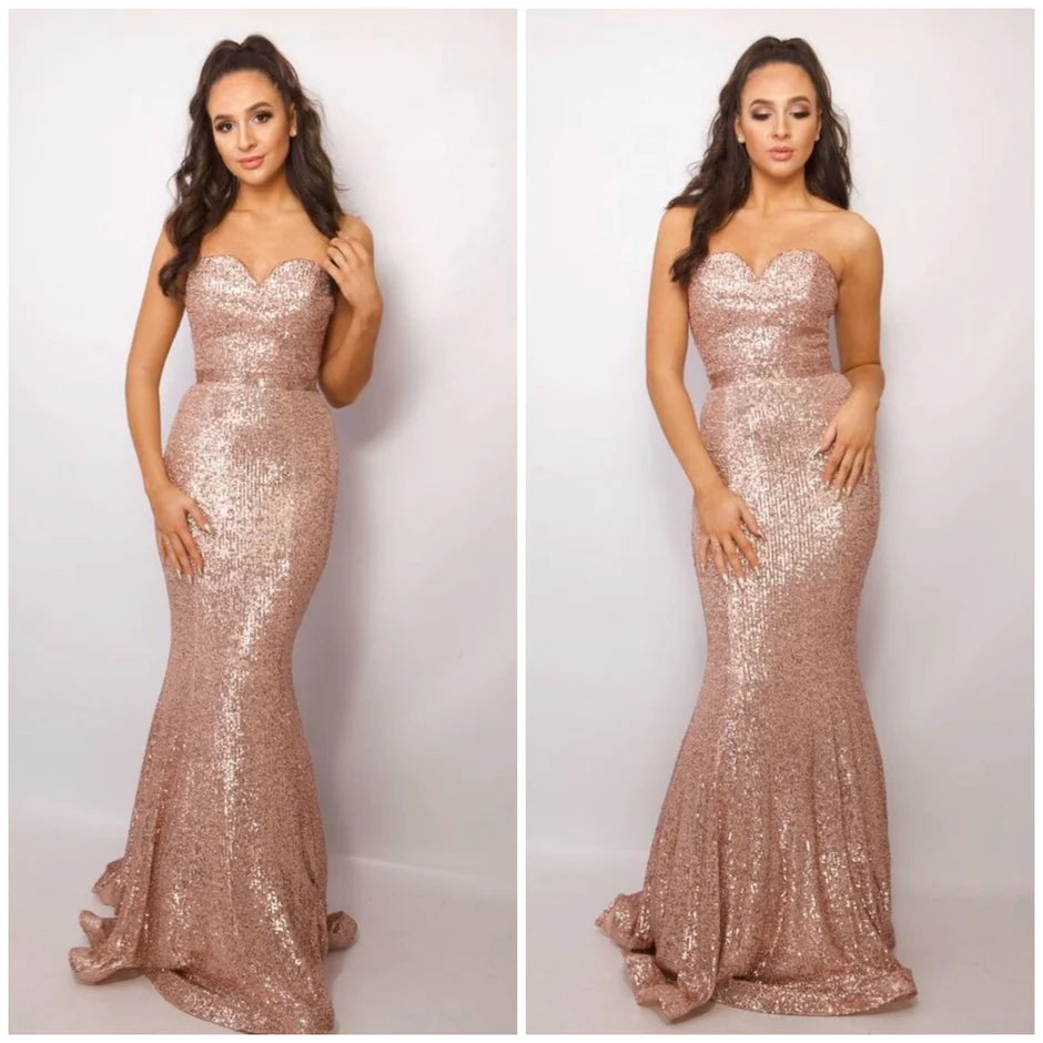 Rose Gold Fitted Mermaid Style Dress