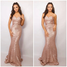 Load image into Gallery viewer, Rose Gold Fitted Mermaid Style Dress

