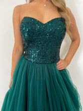 Load image into Gallery viewer, Sparkling Emerald A-Line Dress
