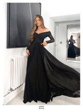 Load image into Gallery viewer, Black Long sleeve evening gown
