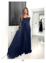Load image into Gallery viewer, Navy long Sleeve Evening Gown
