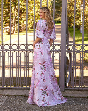 Pink Floral Print Long Dress