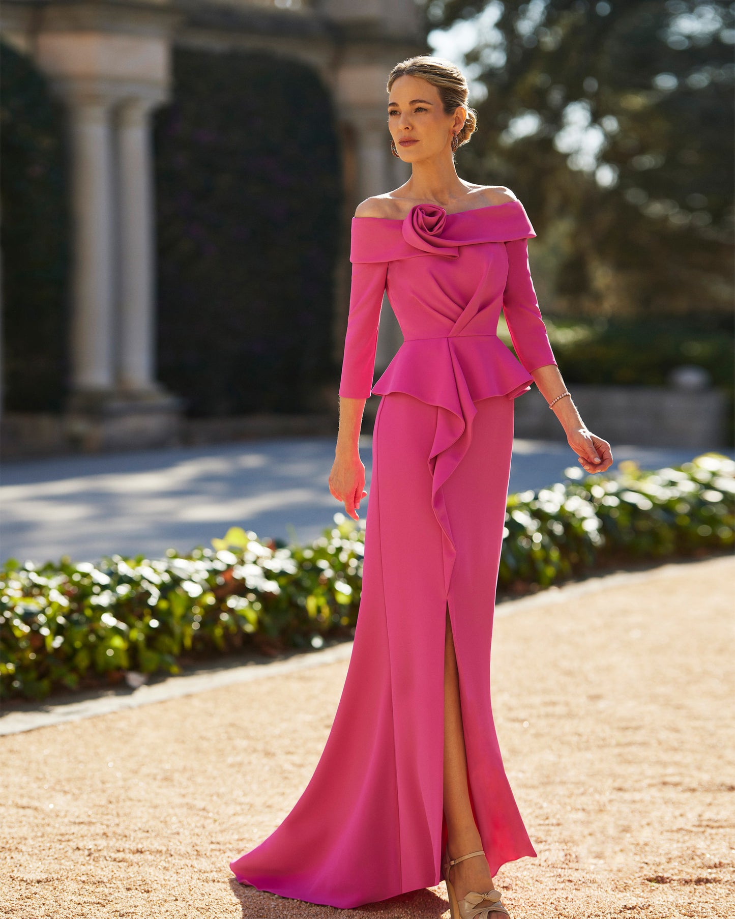Fuchsia Long Mother of the Bride Dress