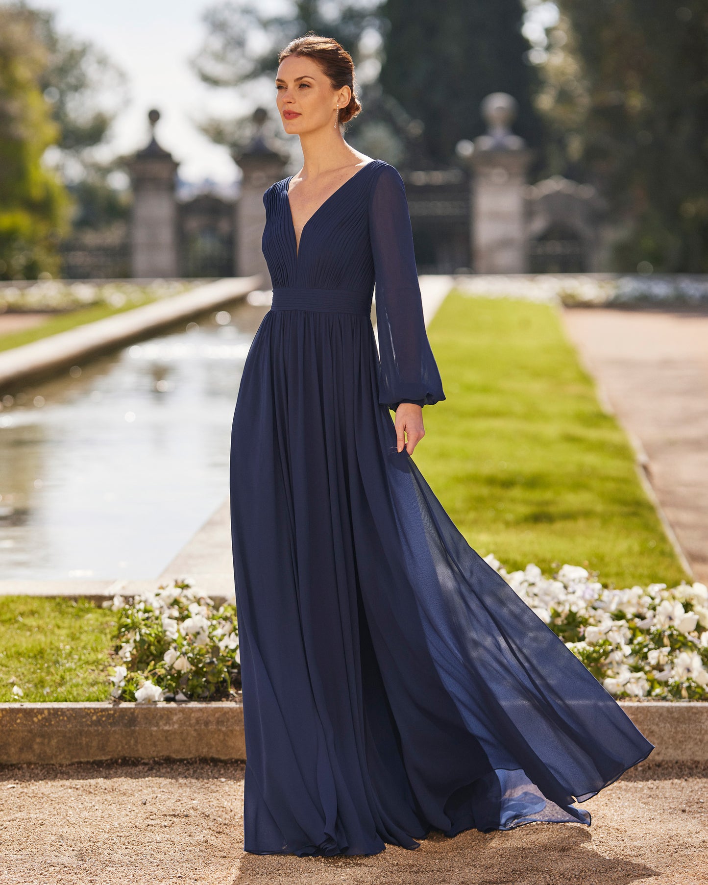 Navy Long Mother of the Bride Dress