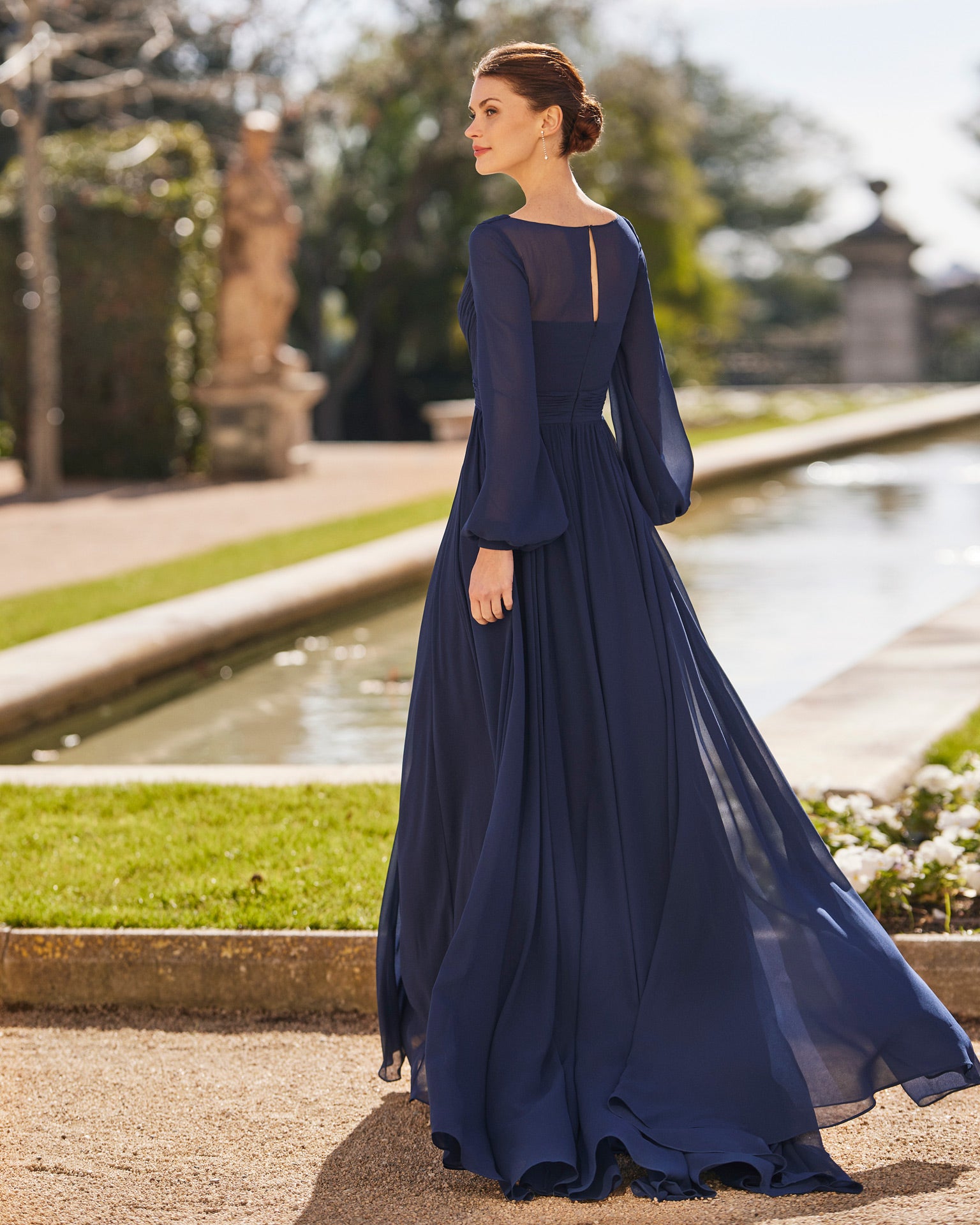 Navy Long Mother of the Bride Dress