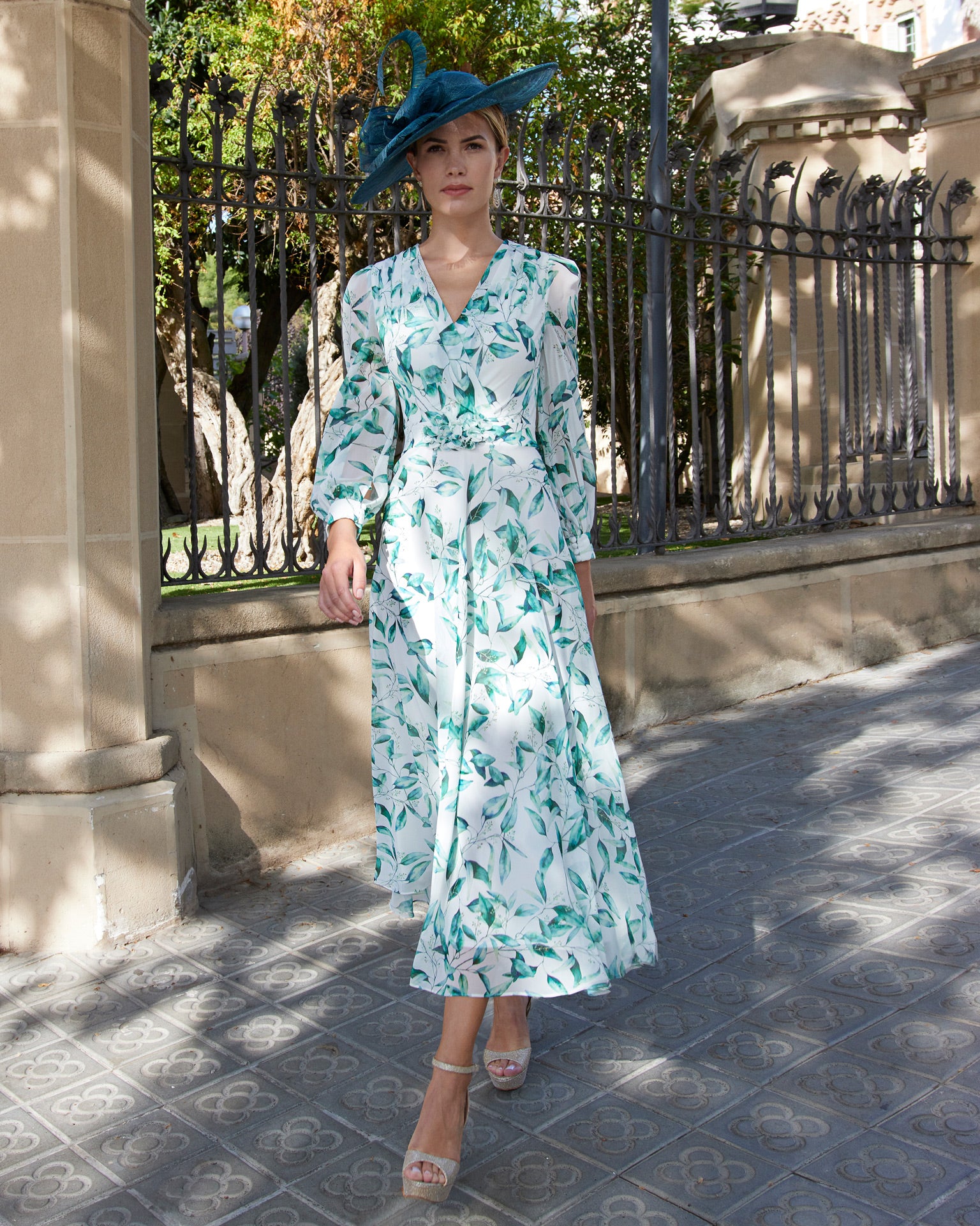 Green Floral Mother of the Bride Dress