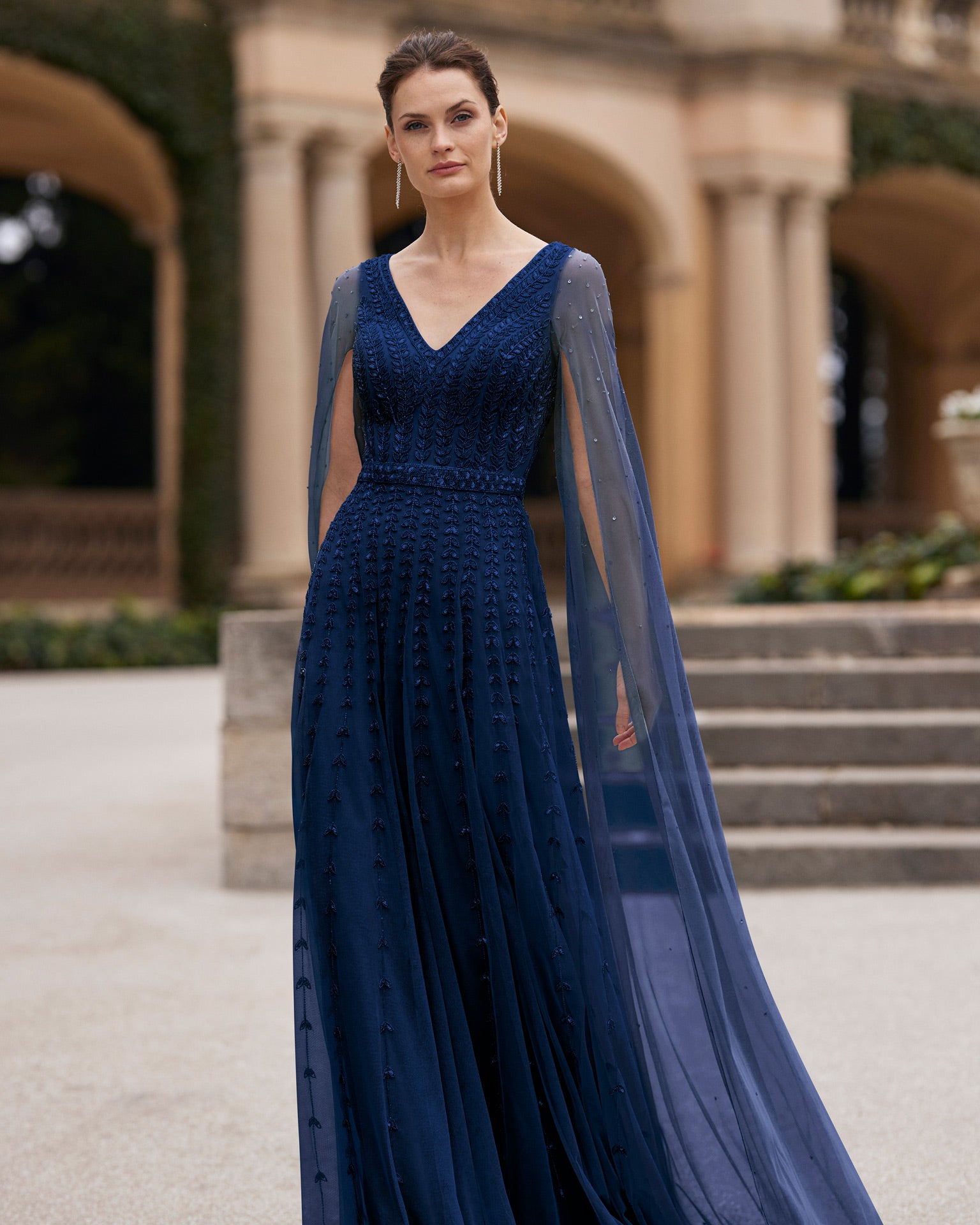 Navy Long Mother of the Bride Dress