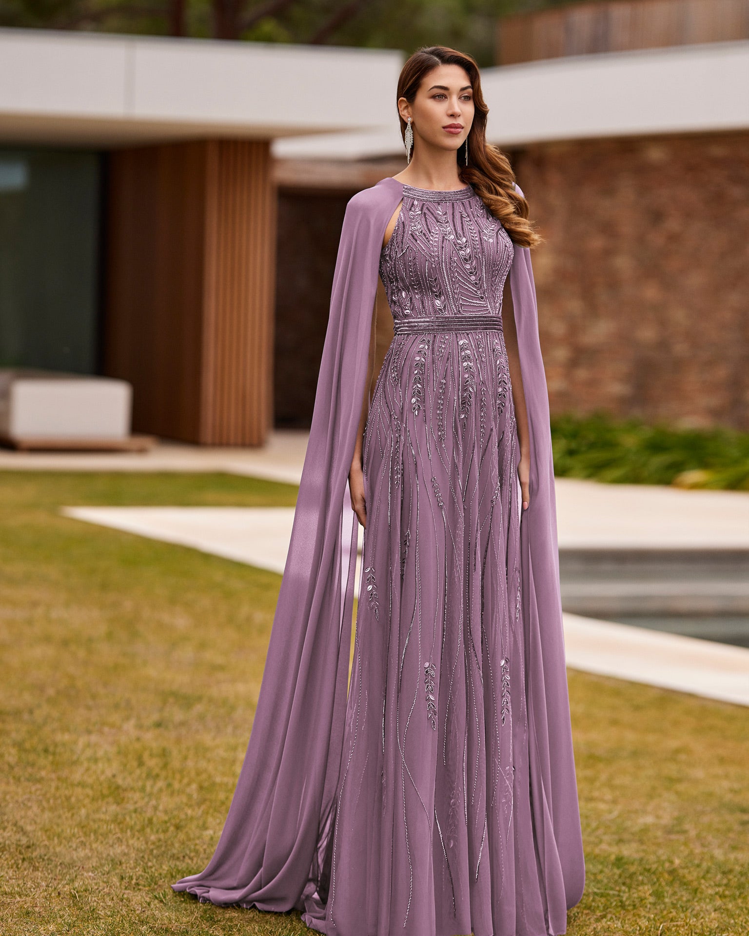 Purple Long Beaded Dress
