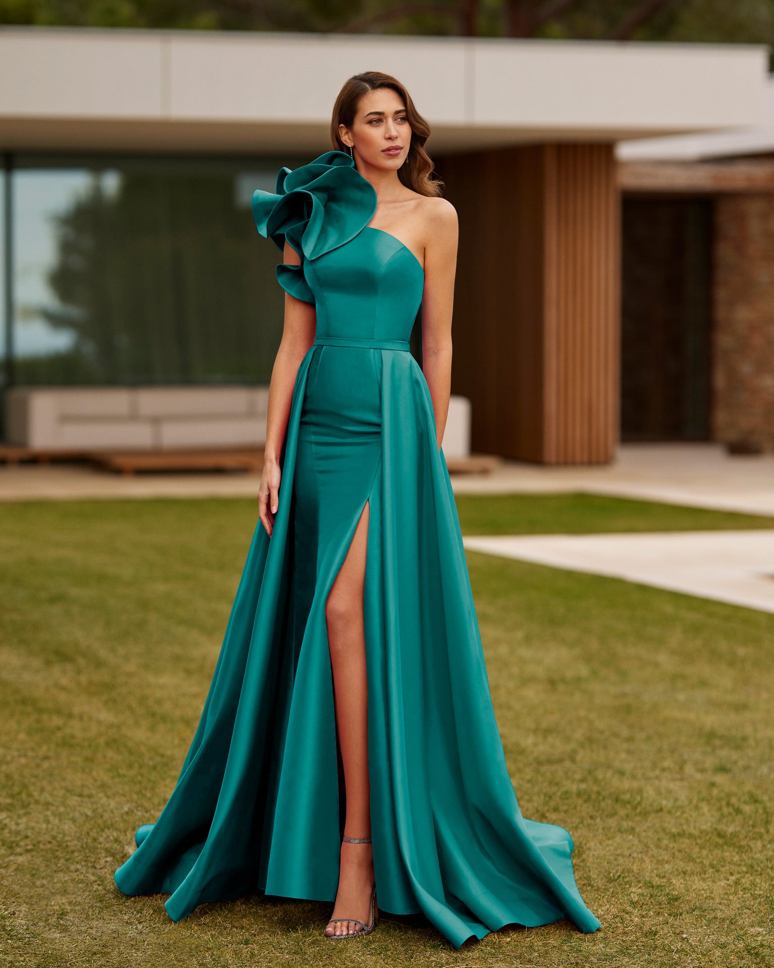 Teal mother of the bride and Groom gown
