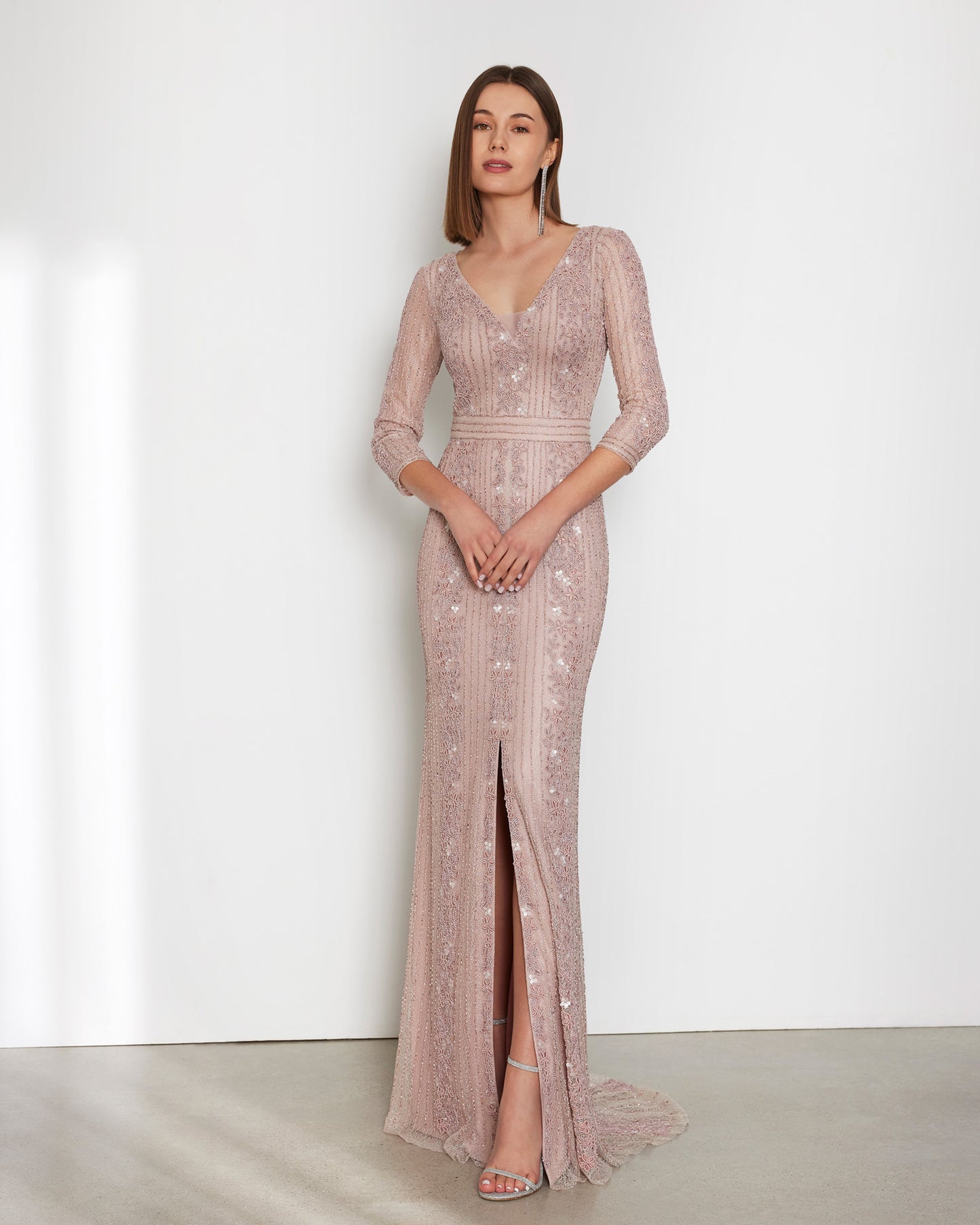 Pink Beaded Mother of the Bride Dress