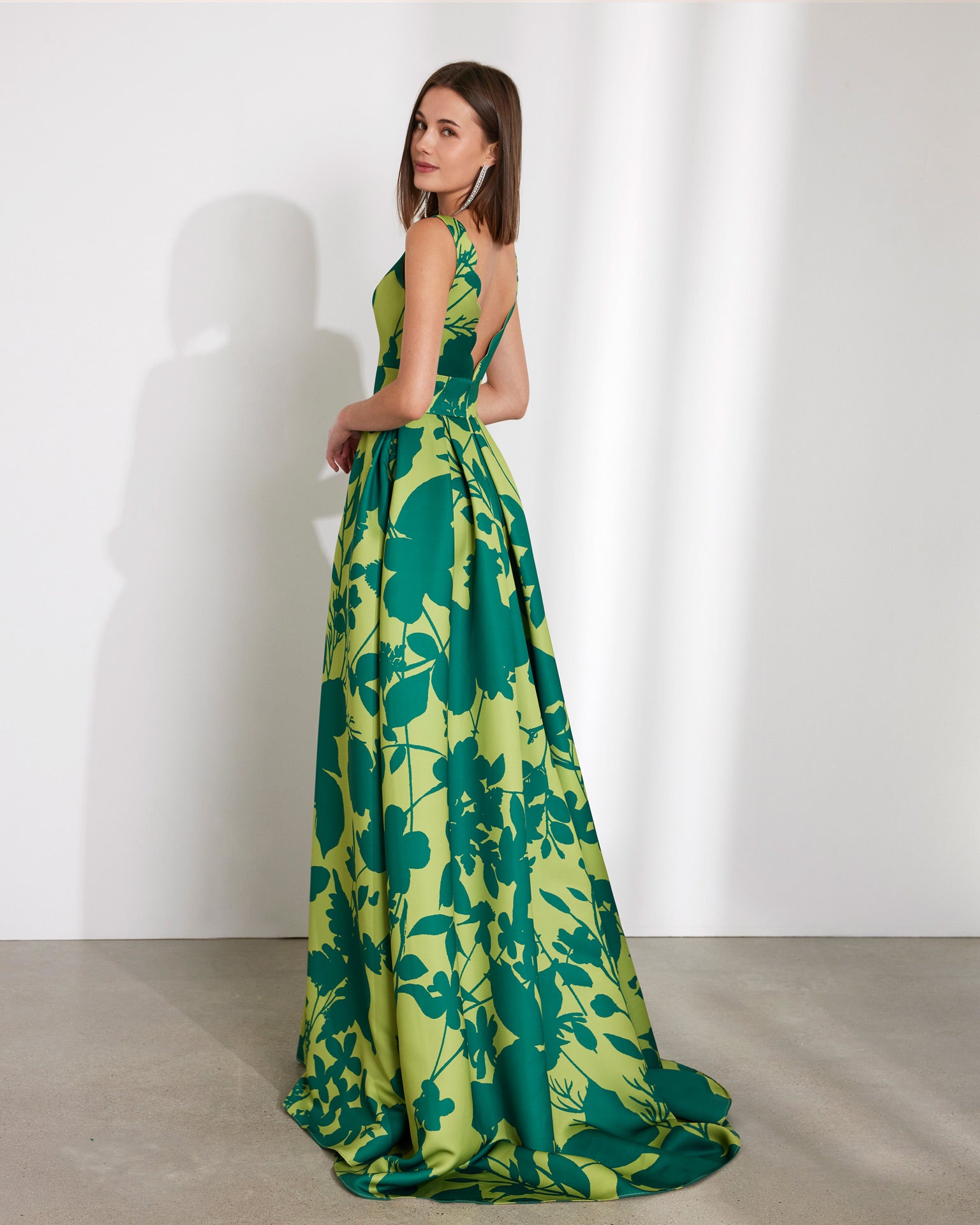 Green Printed Wedding Guest Dress