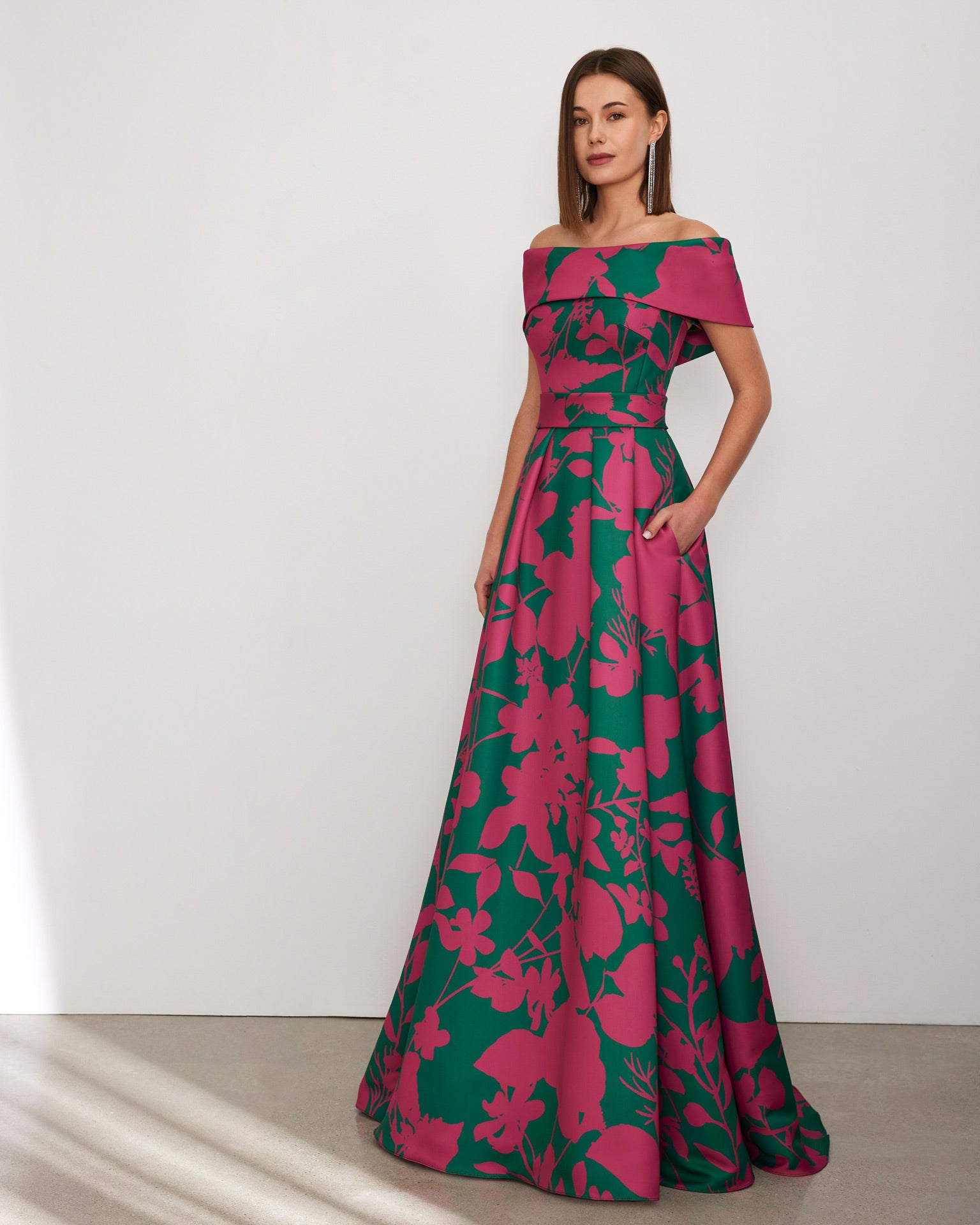 Fuchsia Printed Wedding Guest Dress