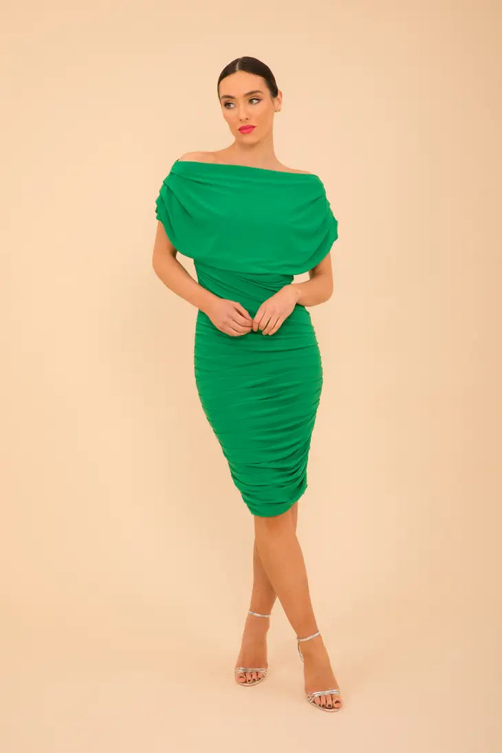 bright green wedding guest dress