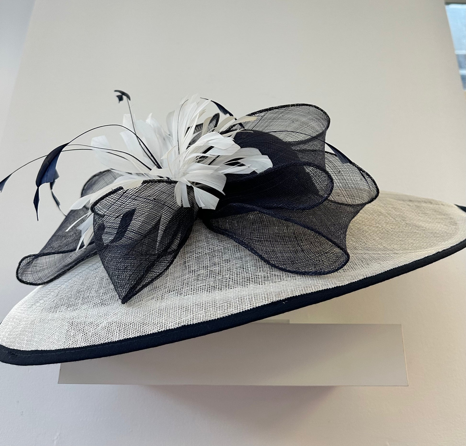 Navy white 2025 wedding hat