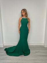 Load image into Gallery viewer, Emerald High Neck Dress with Embellished Collar
