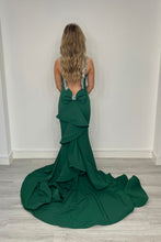 Load image into Gallery viewer, Emerald High Neck Dress with Embellished Collar
