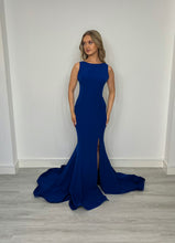Load image into Gallery viewer, High Neck Royal Blue Fitted Dress
