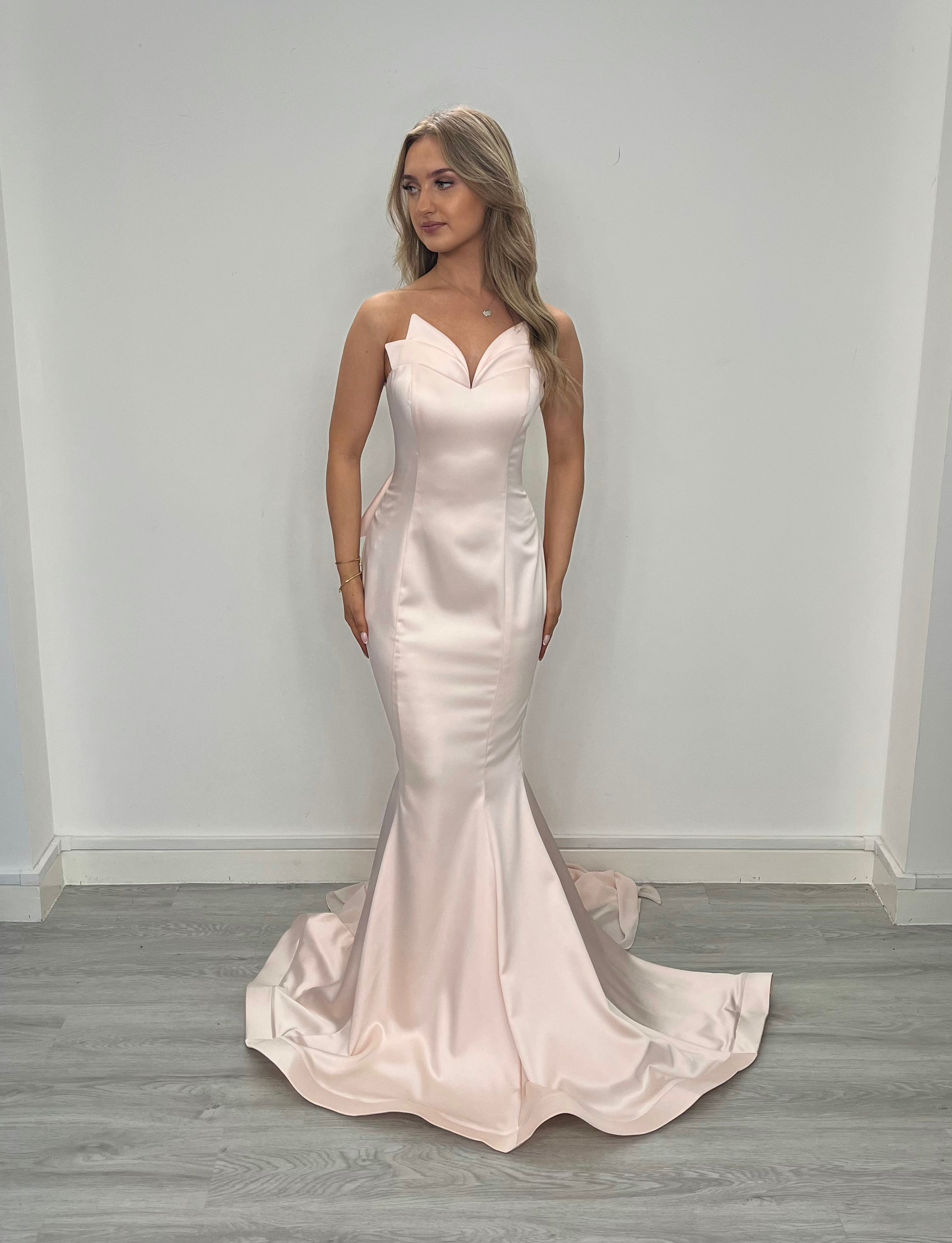 Satin Baby Pink Strapless Dress