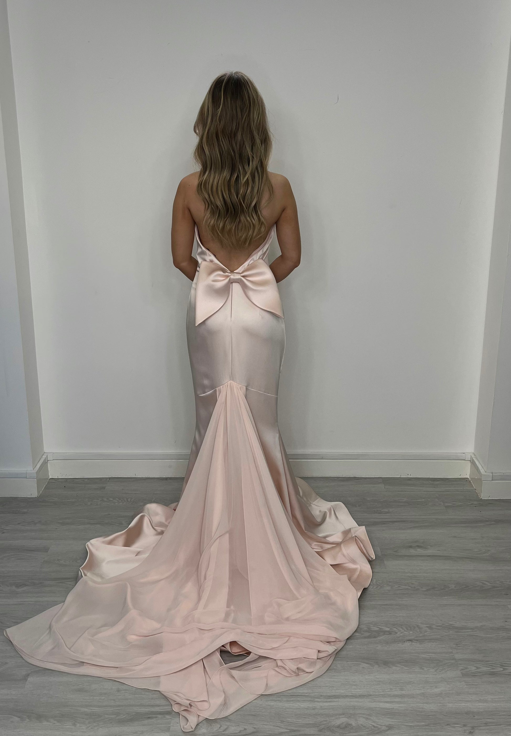 Satin Baby Pink Strapless Dress