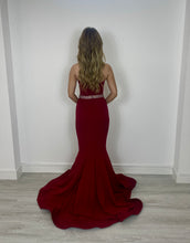 Load image into Gallery viewer, Strapless Red Dress with Rhinestone Belt
