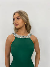 Load image into Gallery viewer, Emerald High Neck Dress with Embellished Collar
