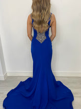 Load image into Gallery viewer, High Neck Royal Blue Fitted Dress
