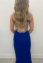 Load image into Gallery viewer, Royal Blue High Neck Dress with Embellished Collar
