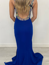 Load image into Gallery viewer, Royal Blue High Neck Dress with Embellished Collar
